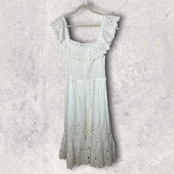 NEW Sea New York White Eyelet Smocked Maxi Dress Size XL Shopbop Boho Wedding - Picture 14 of 14